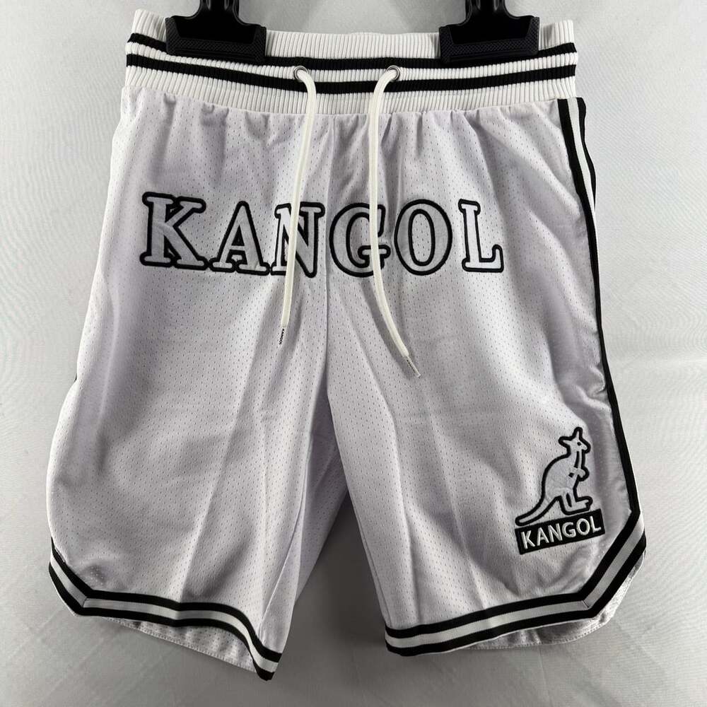 0174 Kangol Men's Game Day Embroidered Logo Mesh Basketball Shorts White